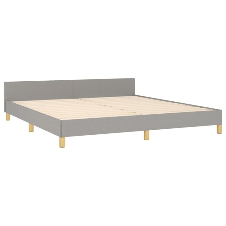 vidaXL King Size Bed Frame with Headboard - Light Gray Fabric Upholstery, Engineered Wood, Durable and Modern Bedroom Furniture