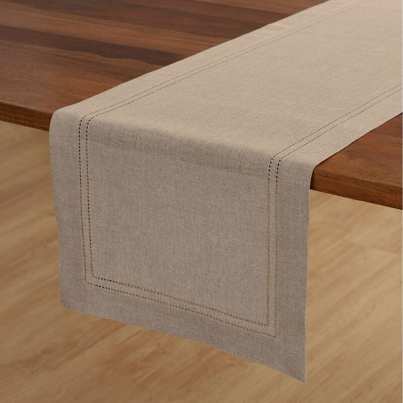 Solino Home 100% Pure Linen Table Runner | Linen Double Hemstitch