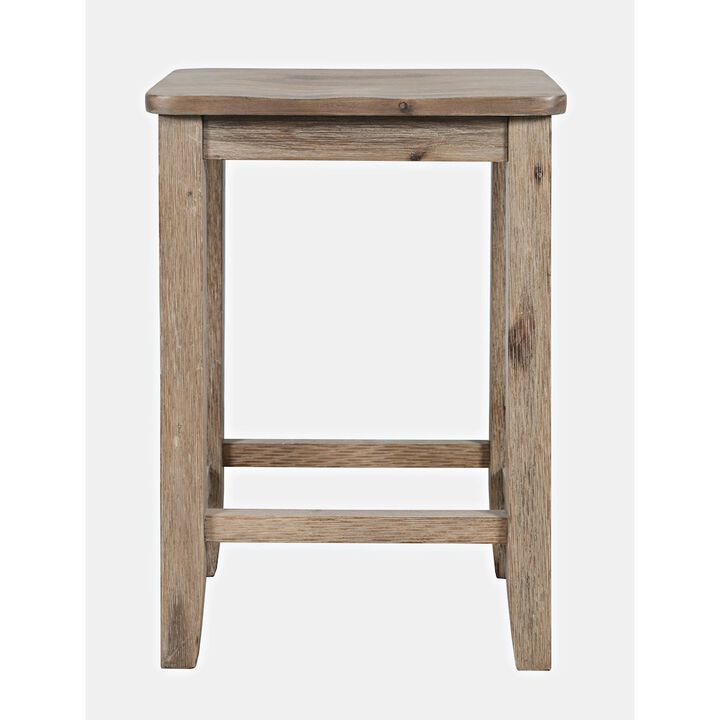 Jofran Eastern Tides Coastal Wire-Brushed Acacia Backless Counter Barstool (Set of 2)