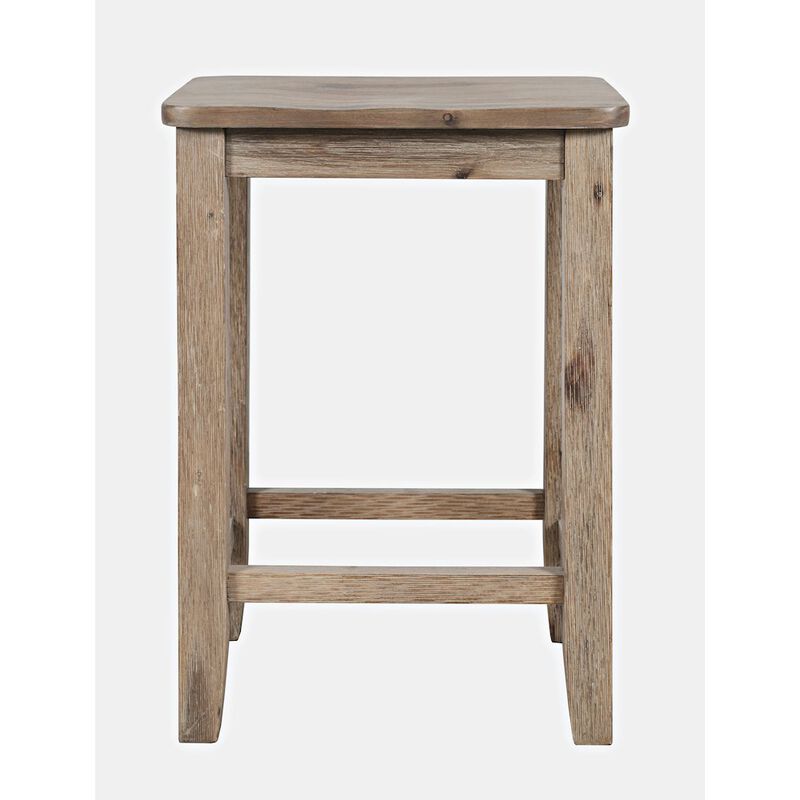 Jofran Eastern Tides Coastal Wire-Brushed Acacia Backless Counter Barstool (Set of 2)