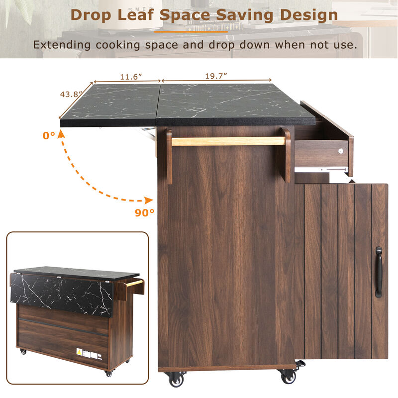 Merax Rolling Kitchen Island on Wheels with Adjustable Shelf