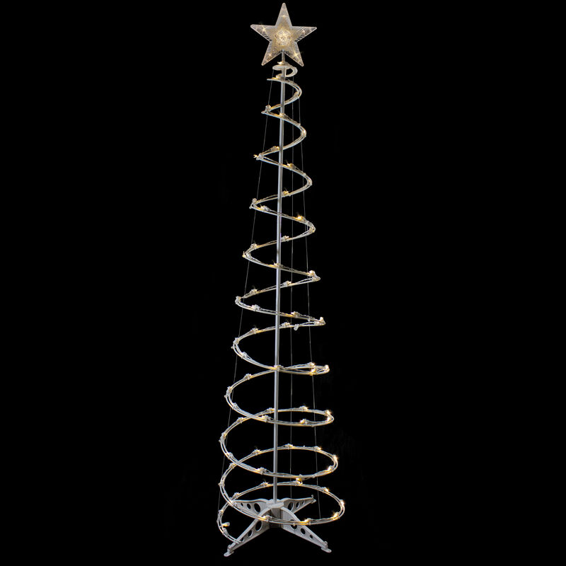 6ft LED Lighted Spiral Cone Tree Outdoor Christmas Decoration  Warm White Lights
