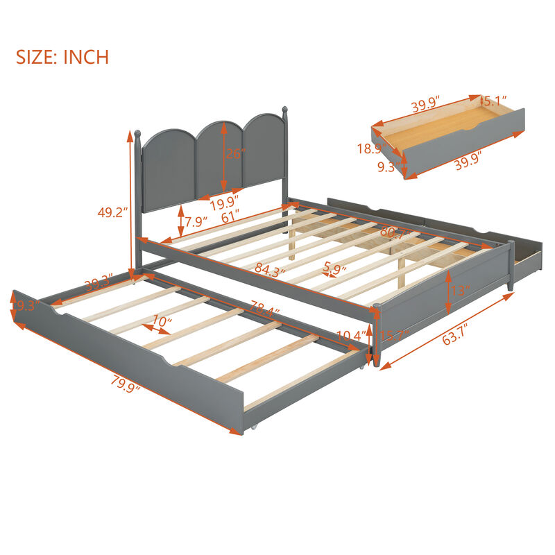 Merax Platform Bed with Drawers and Twin XL Trundle