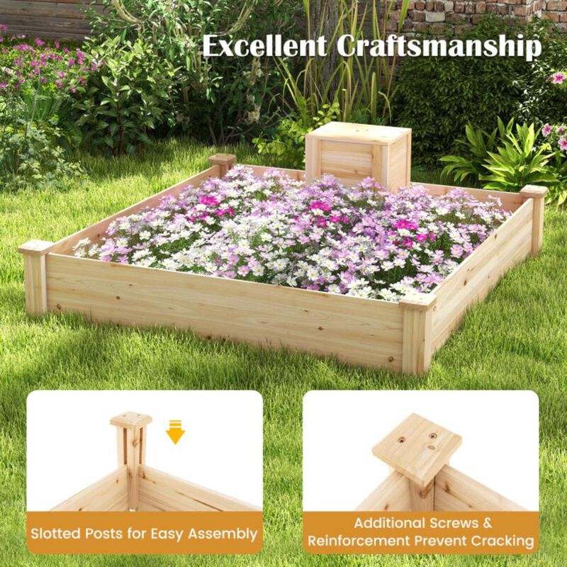 Hivvago 49 x 49 x 10 Inch Raised Garden Bed with Compost Bin and Open-ended Bottom