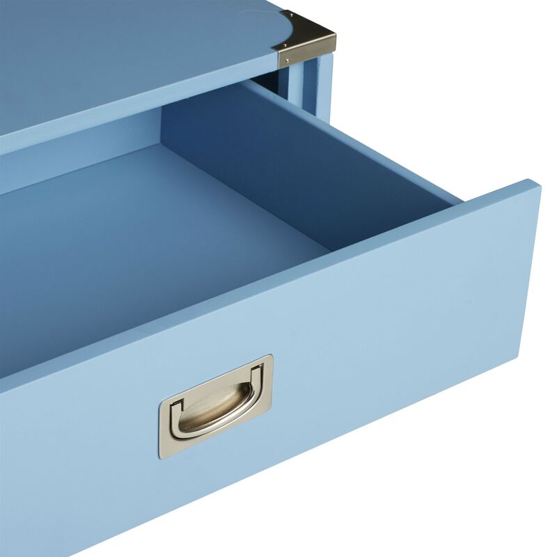Hivvago Modern 1-Drawer Bedroom Nightstand End Table in Blue Finish