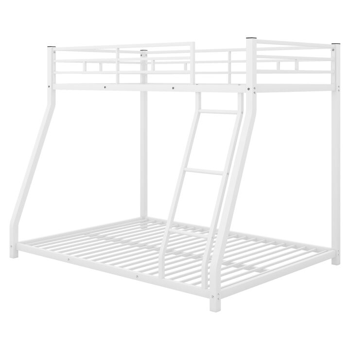Metal Floor Bunk Bed, Twin Over Full, White