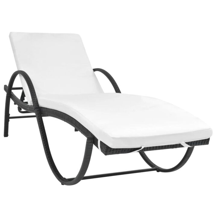 vidaXL Sun Loungers 2 pcs with Table Poly Rattan Black