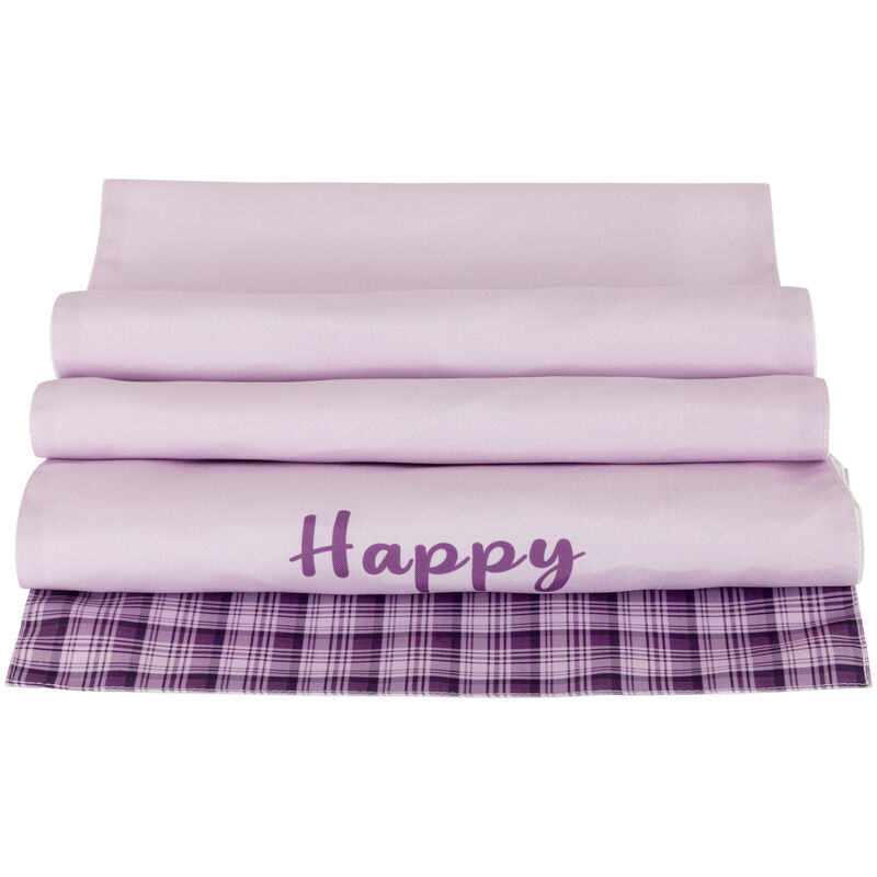 72" Pastel Purple "Happy Easter" Plaid Table Runner