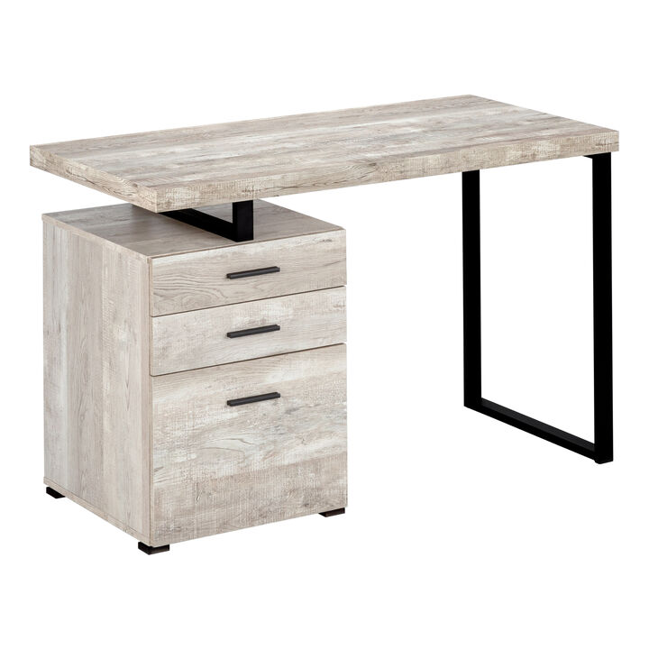 Monarch Specialties I 7410 Computer Desk, Home Office, Laptop, Left, Right Set-up, Storage Drawers, 48"L, Work, Metal, Laminate, Beige, Black, Contemporary, Modern