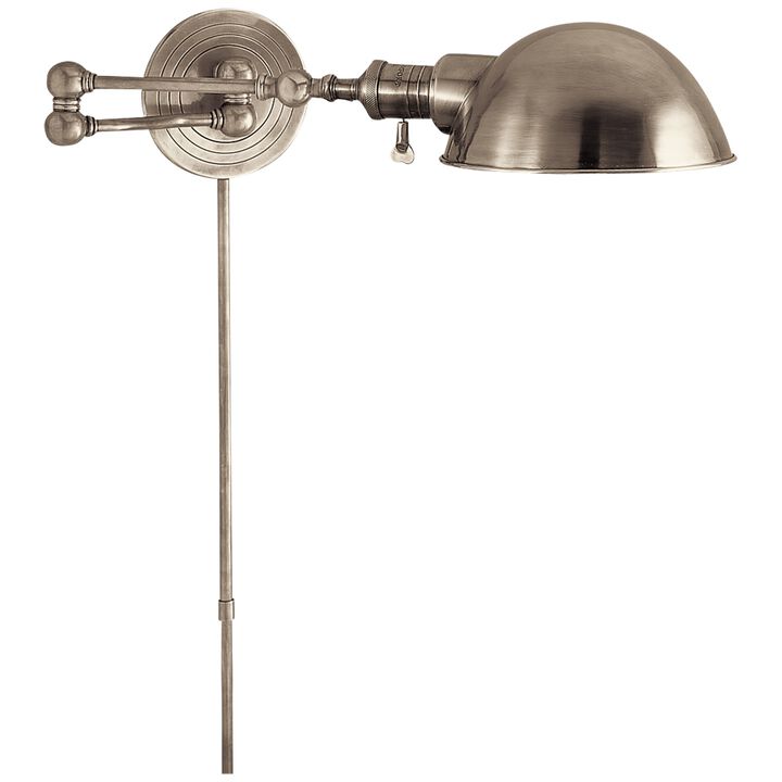 Boston Swing Arm in Antique Nickel with Shade