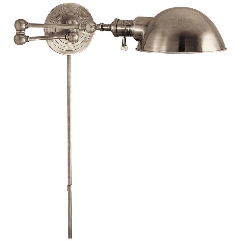 Boston Swing Arm in Antique Nickel with Shade