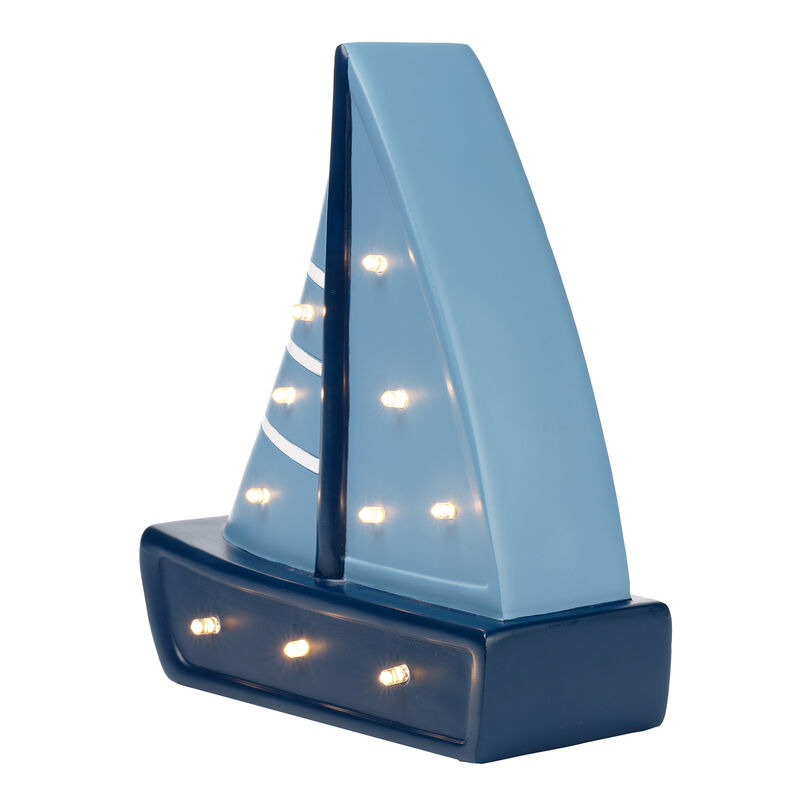 Lambs & Ivy Little Skipper Hand Painted Nautical Sailboat Table Top Lamp/Light