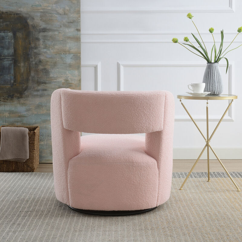 Merax Soft Teddy Fabric Swivel Barrel Chair
