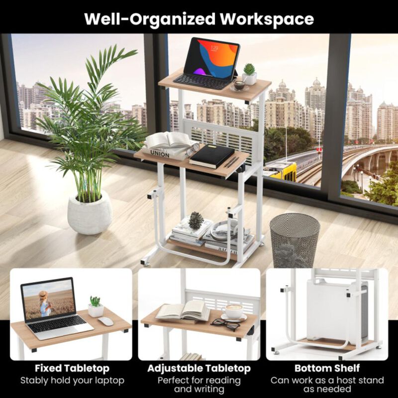 Hivvago Standing Desk for Small Space Sit Stand Desk with Height Adjustable Desktop
