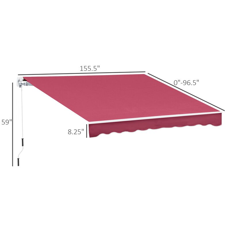 Crimson Deck Shield: 13'x8' Adjustable Manual Retractable Patio Awning