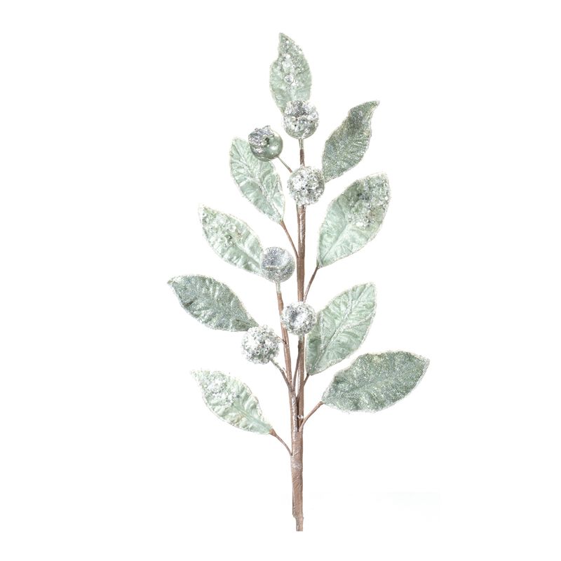 Glittered Pod Leaf Spray Set of 2 for Home Decor and Floral Arrangements