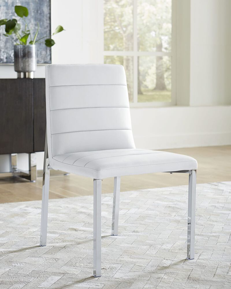 Amalfi Metal Back Chair in White Leather