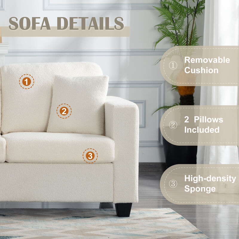 86.6 in. W Square Arm Teddy Velvet Modern Straight Sofa