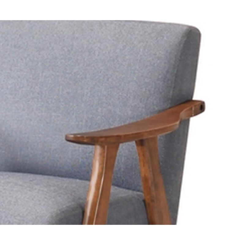Stella 26 Inch Counter Height Chair, Light Gray Fabric, Cushions, Brown - Benzara