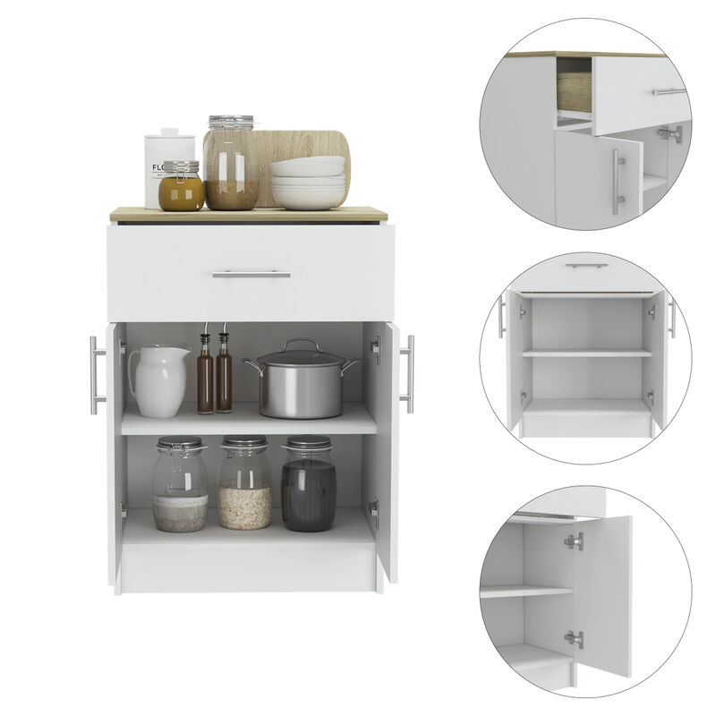 Majorca Multi Storage Pantry Cabinet, One Drawer, Two Interior Shelves - White Light Oak