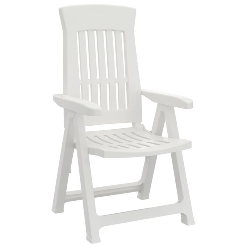 vidaXL Patio Reclining Chairs 2 pcs White PP