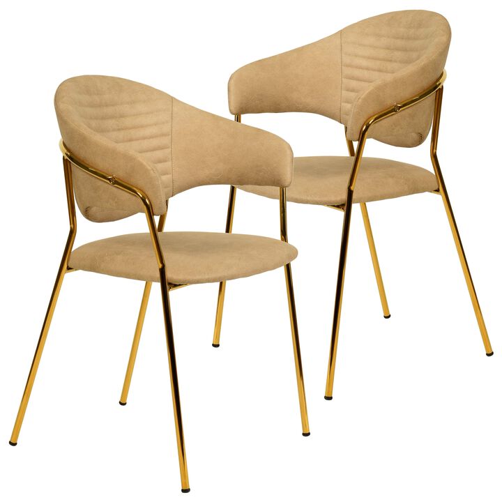 Bella Modern Dining Chair Upholstered in Leather With Stainless Steel Base Set of 2