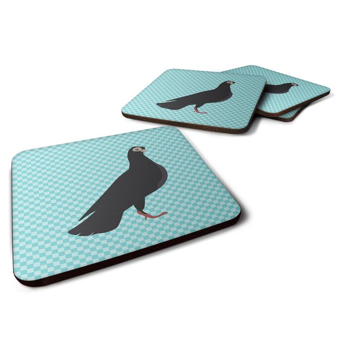 Caroline's Treasures Budapest Highflyer Pigeon Blue Check Decorative Coasters, 3.5, Multicolor