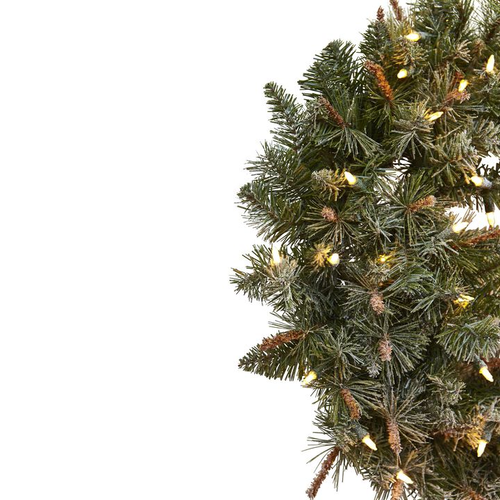 Hivvago 30" Lighted Frosted Pine Wreath