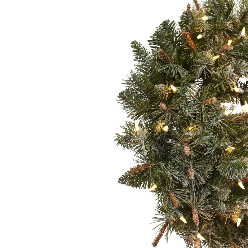 Hivvago 30" Lighted Frosted Pine Wreath