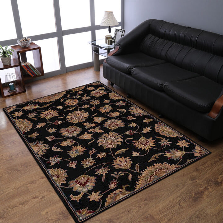 RUGSOTIC CARPETS HAND TUFTED WOOL ECO-FRIENDLY AREA RUGS  - 8'x11', Rectangle Shape, Brown, Classic Oriental Traditional  Design, High Pile Handmade Area Rugs for Living Room, Bed Room (K00653)