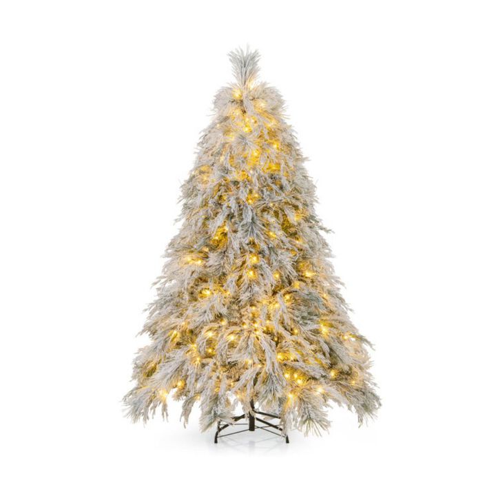 Pre-Lit Snow Flocked Christmas Tree with Warm White LED Lights