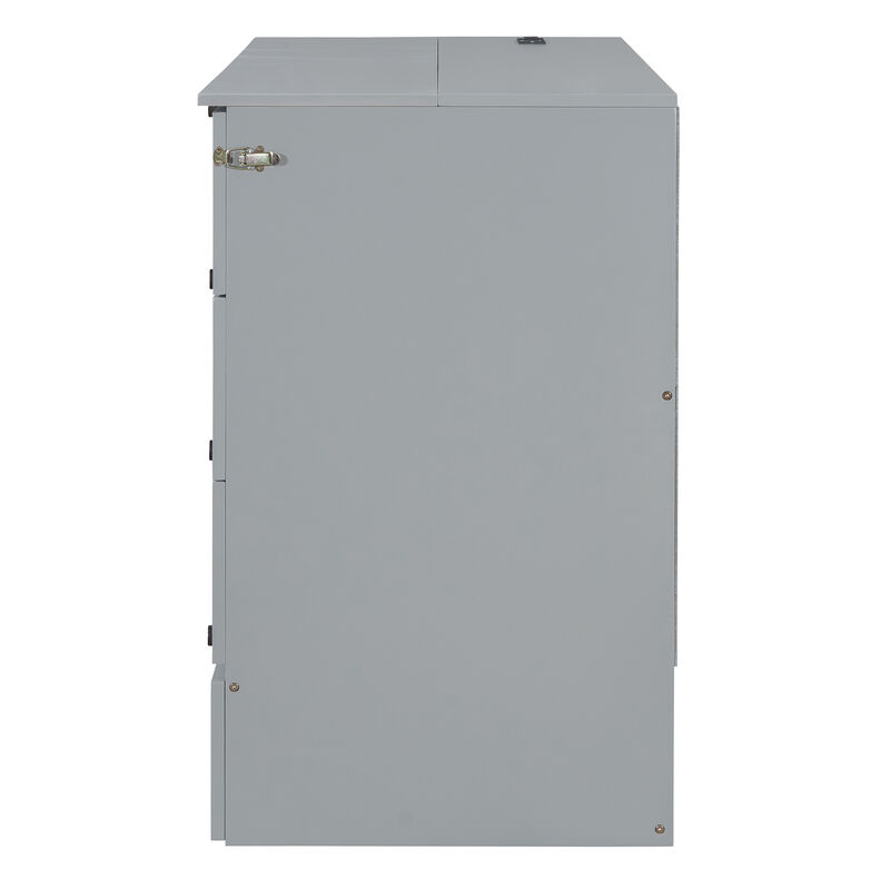 Merax Murphy Bed Cabinet with Large Drawer,USB Ports and Outlets