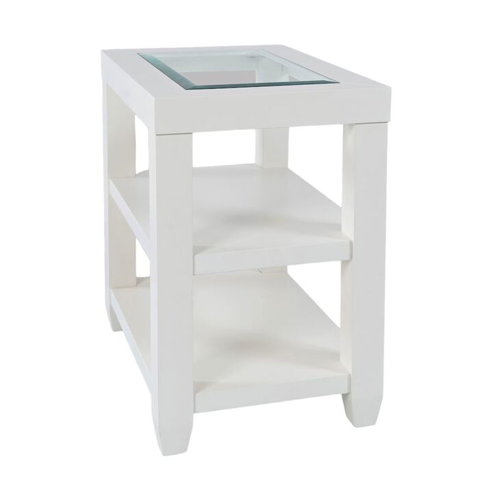 Jofran Urban Icon Contemporary Glass Inlay Chair Side End Table with Storage