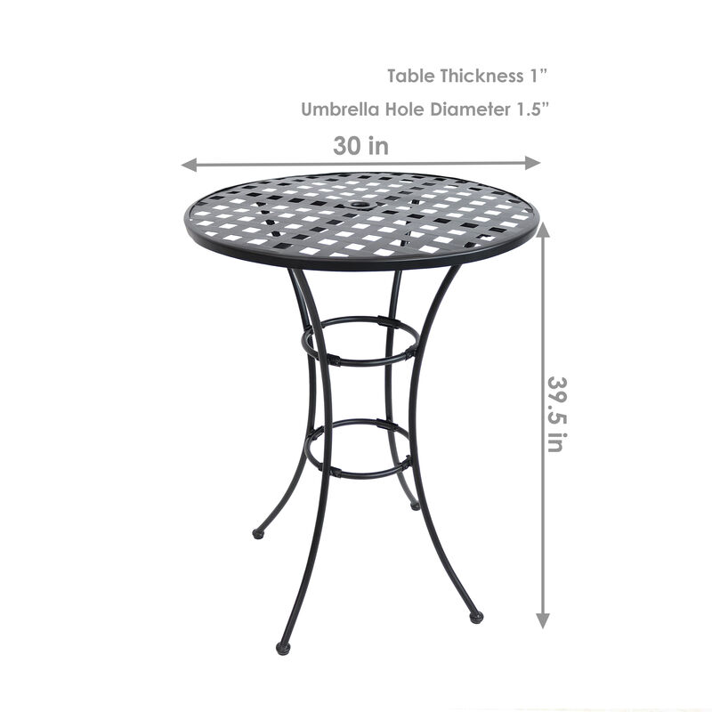 Sunnydaze 30 in Elegant Wrought Iron Round Patio Bar-Height Table - Black