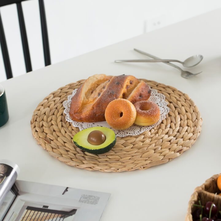 15 Inch Decorative Weave Water Hyacinth Round Mat Charger Plates for Dining Table