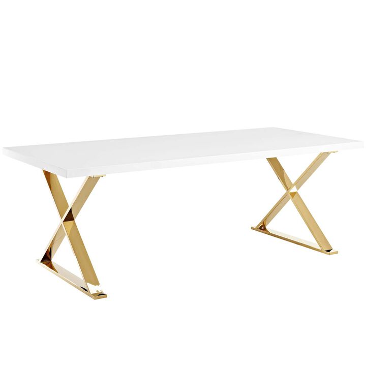 Modway - Sector Dining Table White Gold