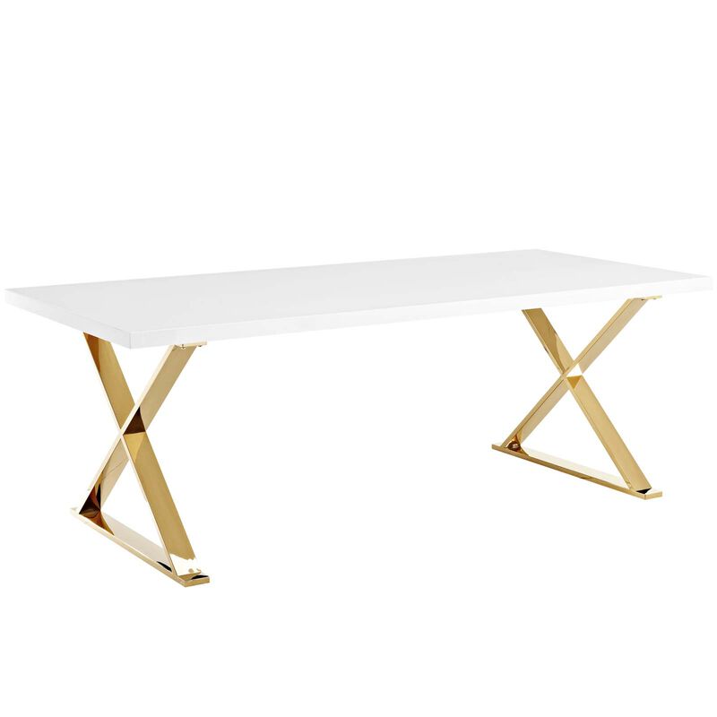 Modway - Sector Dining Table White Gold