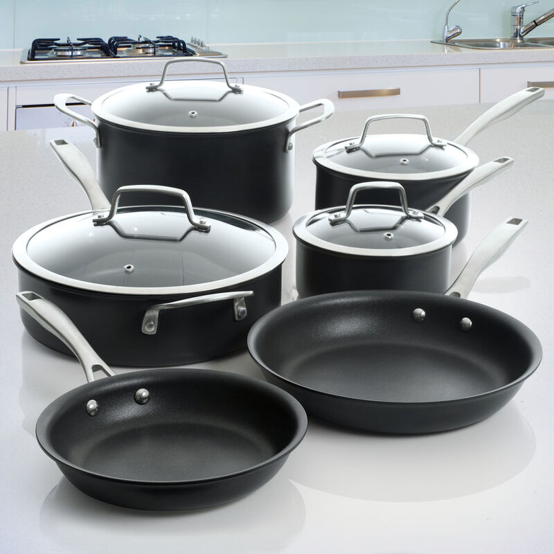 Kenmore Pro Arbor Heights 10 Piece Nonstick Aluminum Cookware Set in Black