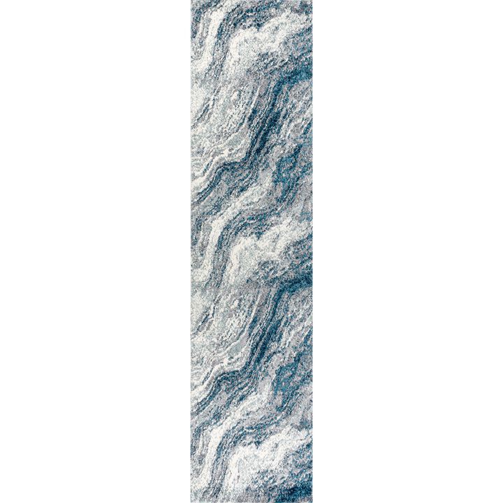 Kassia Contemporary Glam Abstract Marble Runner Rug