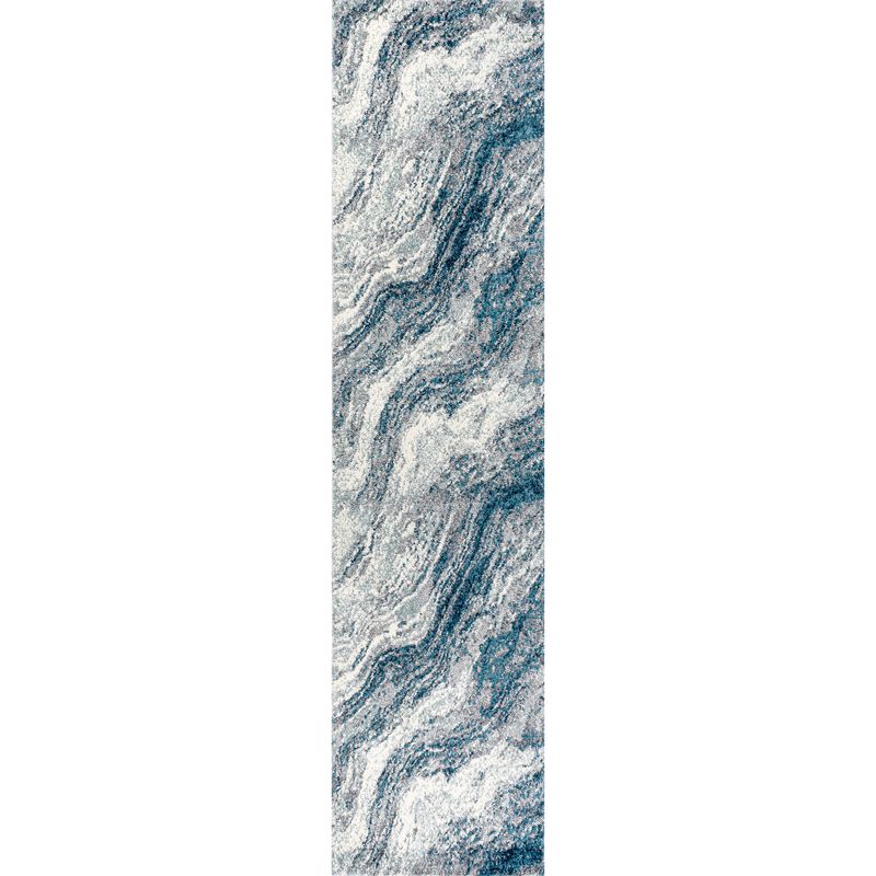 Kassia Contemporary Glam Abstract Marble Runner Rug