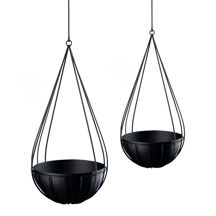 Raindrop Planters-set of 2 (small + large)-matte black
