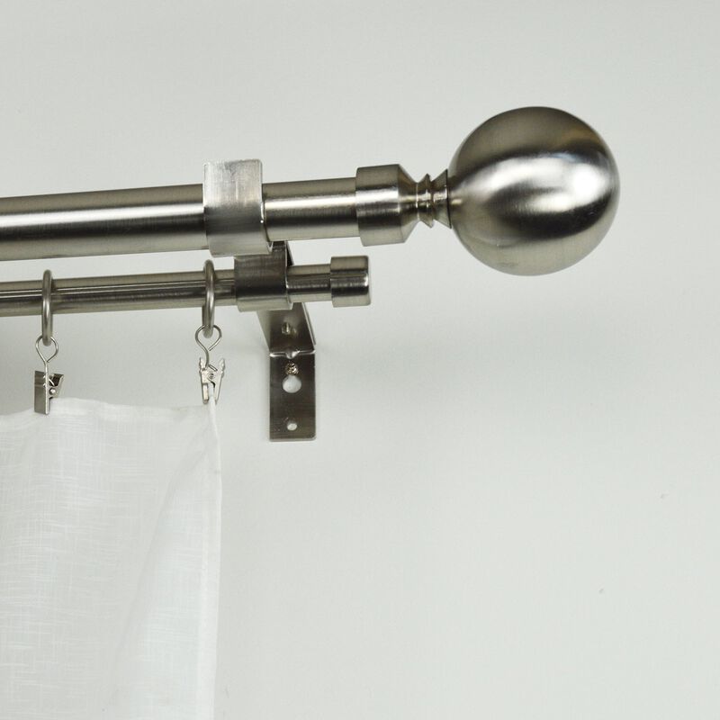 Imperial Ball Double Curtain Rod Set, Adjustable Length from 72" to 144"