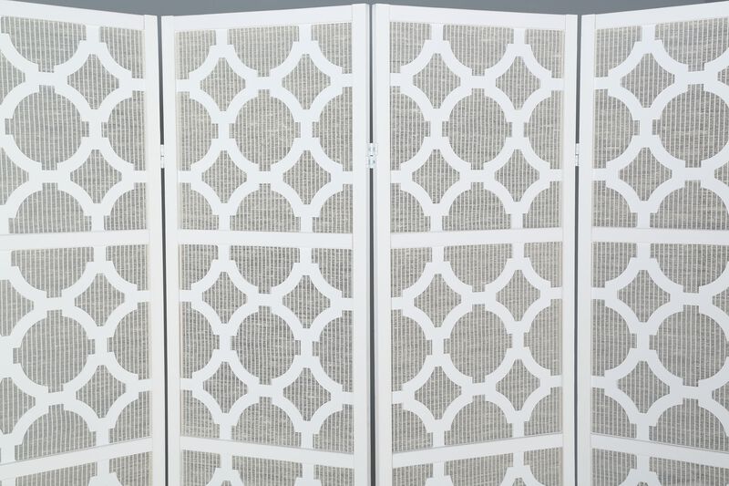 Streamdale Quarterfoil infused Diamond Design 4-Panel Room Divider, White
