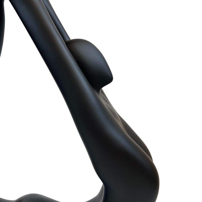 Yoga Floor Sculpture Black with Bronze Resin Handmade 59" Tall
