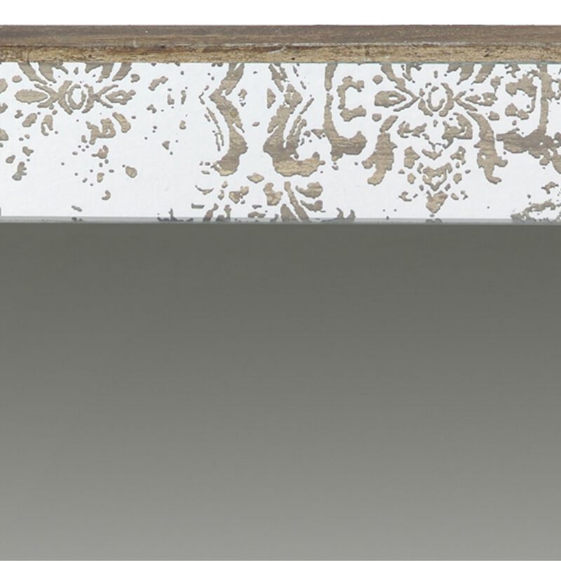 Filo 15 Inch Square Accent Wall Mirror, Raised Edges, Silver Wood Frame