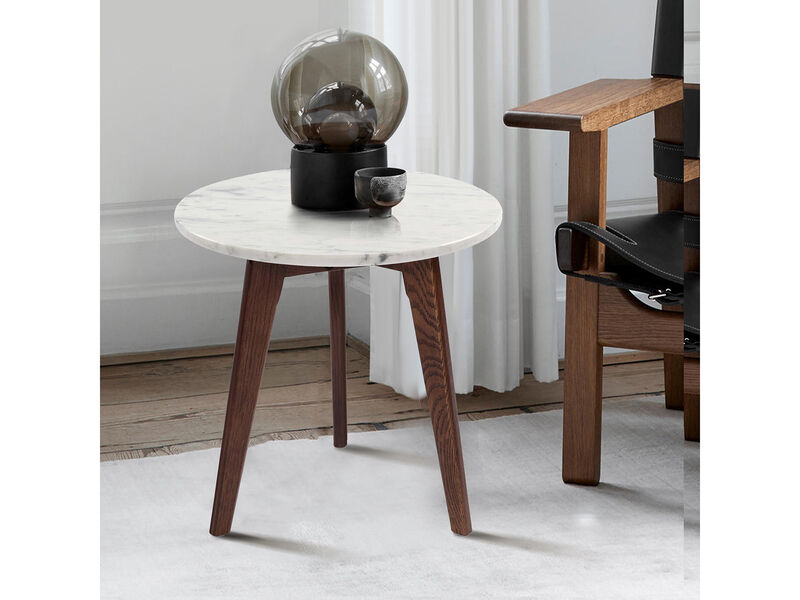 Cherie 15" Round Italian Carrara Side Table