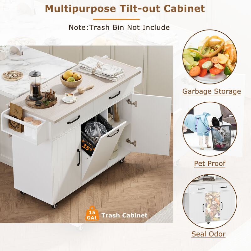 Merax Rolling Kitchen Island on Wheels with Adjustable Shelf