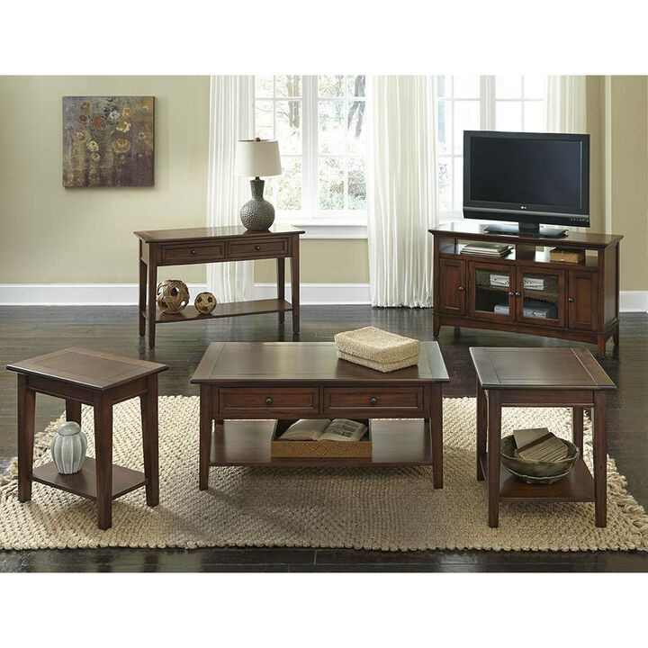 Belen Kox Cherry Brown End Table with Shelf, Belen Kox