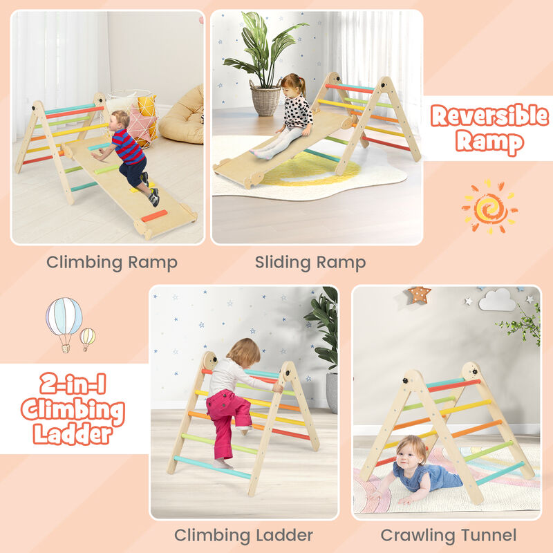 3-in-1 Climbing Set Foldable and Adjustable Kids Triangle Set