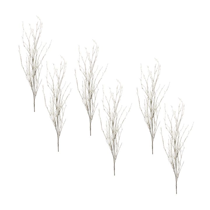 Set of 6 Glittered Decorative Branches for Holiday, Seasonal, and Home Decor